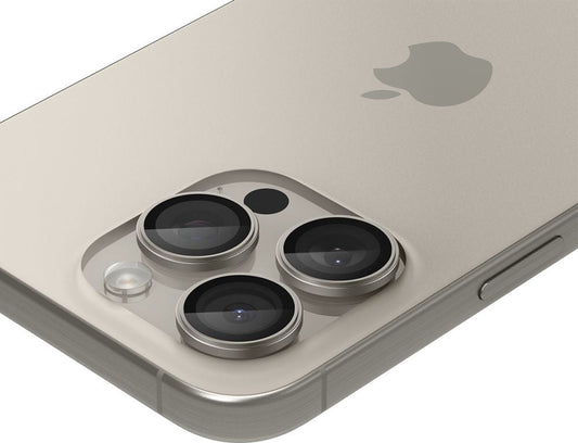 Spigen iPhone 14 Pro / 14 Pro Max / 15 Pro / 15 Pro Max Lens Caps. Tr Ez Fit Lens Caps, 2-Pack - Natural Titanium