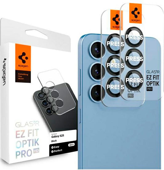 Spigen Optik Pro Glass ez Fit Camera Protector for Samsung Galaxy S25 Black [2 Pack]