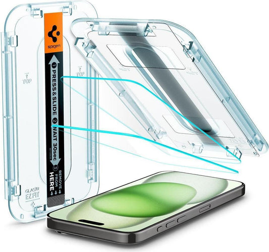 Spigen 2x Screen Protector for iPhone 16 Plus / 15 Plus Tempered Glass Screen Protector